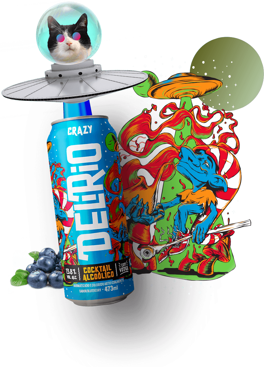 Vodka Delírio sabor Crazy - Mix de blueberry