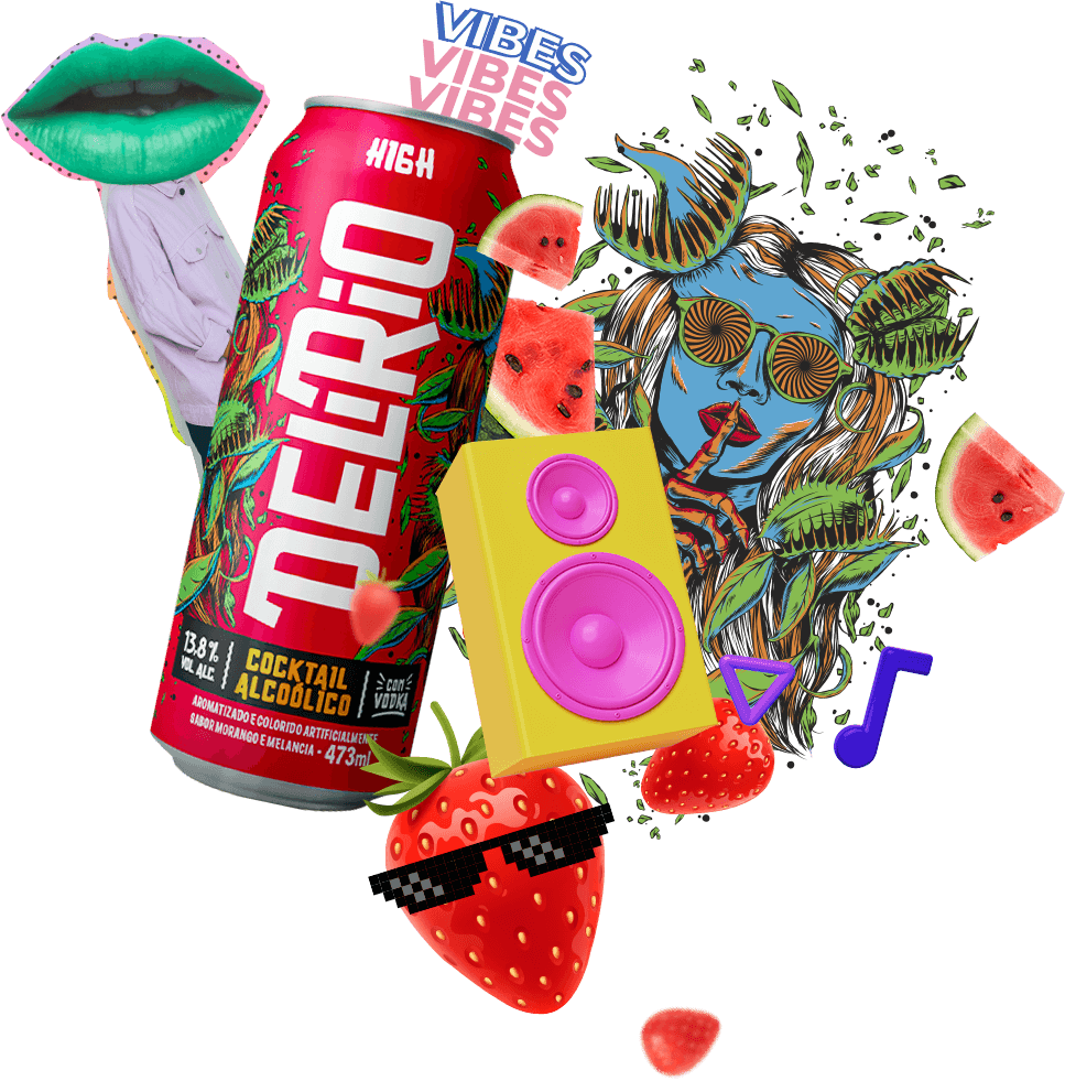 Vodka Delírio sabor High - Mix de morango e melancia